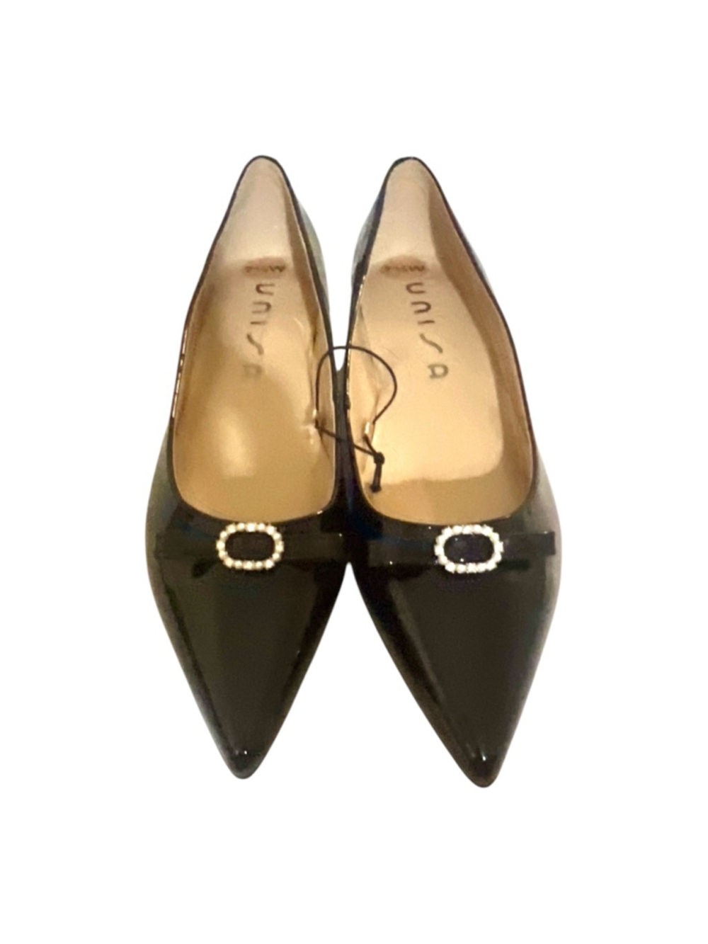 NWOB Unisa pointed-toe patent leather flats in black women size 7.5W